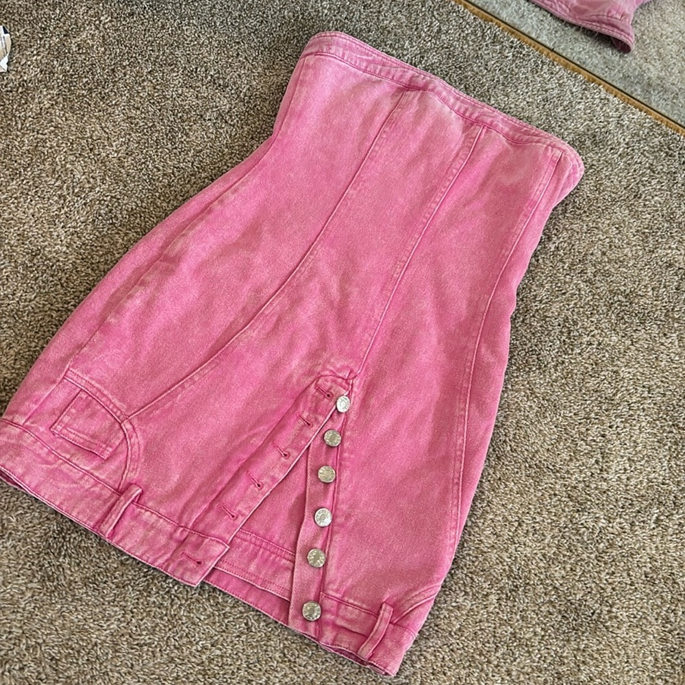 fashion nova pink jean denim dress